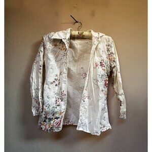 Michiko London Women's Open Front Long Sleeve Blazer Jacket Floral Size Medium